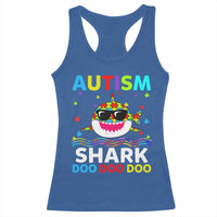 Funny Autism Shark Racerback Tank Top Puzzle Piece Autistic Mom Dad Sped Teacher
