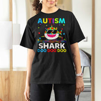 Funny Autism Shark T Shirt For Women Puzzle Piece Autistic Mom Dad Sped Teacher