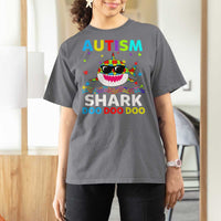 Funny Autism Shark T Shirt For Women Puzzle Piece Autistic Mom Dad Sped Teacher