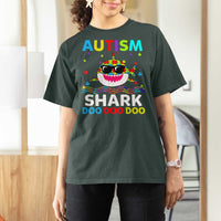Funny Autism Shark T Shirt For Women Puzzle Piece Autistic Mom Dad Sped Teacher