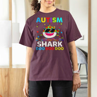 Funny Autism Shark T Shirt For Women Puzzle Piece Autistic Mom Dad Sped Teacher
