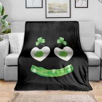 Funny Irish St Patricks Day Shamrock Throw Blanket Green Eggs Smile Brunch Breakfast