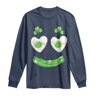 Funny Irish St Patricks Day Shamrock Long Sleeve Shirt Green Eggs Smile Brunch Breakfast