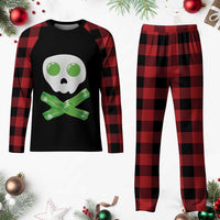 Funny St Patricks Day Plaid Pajama Set Bacon & Eggs Skull & Crossbones