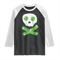 Funny St Patricks Day Raglan Shirt Bacon & Eggs Skull & Crossbones