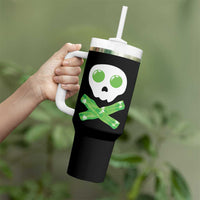 Funny St Patricks Day Tumbler With Handle Bacon & Eggs Skull & Crossbones