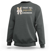Bunny Coquette Ears Easter Teachers Sweatshirt Treat All Peeps With Kindness