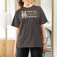 Bunny Coquette Ears Easter Teachers T Shirt For Women Treat All Peeps With Kindness