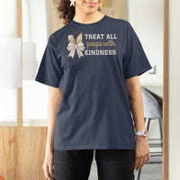 Bunny Coquette Ears Easter Teachers T Shirt For Women Treat All Peeps With Kindness