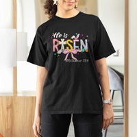 He Is Risen T Shirt For Women Jesus Christian Happy Easter Coquette Cross