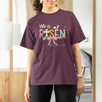 He Is Risen T Shirt For Women Jesus Christian Happy Easter Coquette Cross