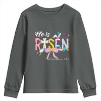 He Is Risen Youth Sweatshirt Jesus Christian Happy Easter Coquette Cross