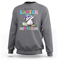 Happy Easter Bruh Sweatshirt Bunny Dabbing Rabbit Funny Kids Toddler Boys