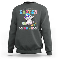 Happy Easter Bruh Sweatshirt Bunny Dabbing Rabbit Funny Kids Toddler Boys