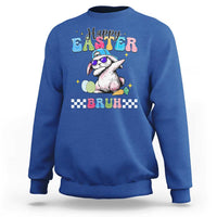Happy Easter Bruh Sweatshirt Bunny Dabbing Rabbit Funny Kids Toddler Boys