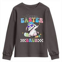 Happy Easter Bruh Youth Sweatshirt Bunny Dabbing Rabbit Funny Kids Toddler Boys