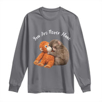 Viral Punch Monkey Long Sleeve Shirt Cute Baby Monkey With Plush Toy Animal Lovers