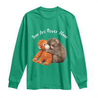 Viral Punch Monkey Long Sleeve Shirt Cute Baby Monkey With Plush Toy Animal Lovers