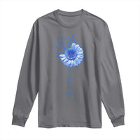 ALS Awareness Long Sleeve Shirt Blue Ribbon Sunflower ALS Warrior
