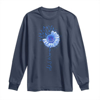 ALS Awareness Long Sleeve Shirt Blue Ribbon Sunflower ALS Warrior