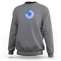 ALS Awareness Sweatshirt Blue Ribbon Sunflower ALS Warrior
