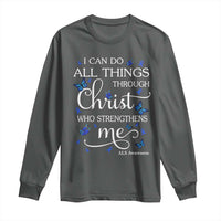 ALS Awareness Long Sleeve Shirt I Can Do All Things Through Christ Butterfly Bible Verse Motivational