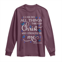 ALS Awareness Long Sleeve Shirt I Can Do All Things Through Christ Butterfly Bible Verse Motivational