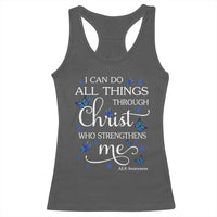 ALS Awareness Racerback Tank Top I Can Do All Things Through Christ Butterfly Bible Verse Motivational