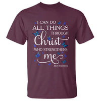 ALS Awareness T Shirt I Can Do All Things Through Christ Butterfly Bible Verse Motivational