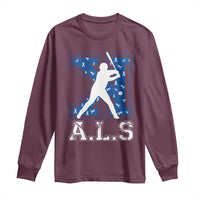 ALS Awareness Long Sleeve Shirt Baseball Strike Out ALS Support