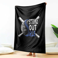 ALS Awareness Throw Blanket Blue Ribbon Baseball Strike Out ALS Support
