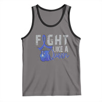Fight Like A Queen Tank Top Blue Ribbon Colon Cancer Awareness