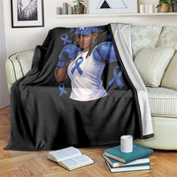 Black Women Fight Colon Cancer Blue Ribbon Throw Blanket African American Girls