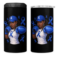 Black Women Fight Colon Cancer Blue Ribbon 4 in 1 Can Cooler Tumbler African American Girls