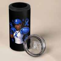 Black Women Fight Colon Cancer Blue Ribbon 4 in 1 Can Cooler Tumbler African American Girls