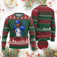 Black Women Fight Colon Cancer Blue Ribbon Ugly Christmas Sweater African American Girls