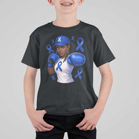 Black Women Fight Colon Cancer Blue Ribbon T Shirt For Kid African American Girls