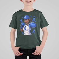 Black Women Fight Colon Cancer Blue Ribbon T Shirt For Kid African American Girls