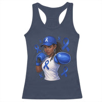 Black Women Fight Colon Cancer Blue Ribbon Racerback Tank Top African American Girls