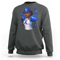 Black Women Fight Colon Cancer Blue Ribbon Sweatshirt African American Girls