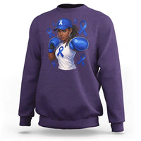 Black Women Fight Colon Cancer Blue Ribbon Sweatshirt African American Girls
