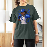 Black Women Fight Colon Cancer Blue Ribbon T Shirt For Women African American Girls
