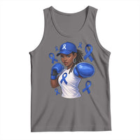 Black Women Fight Colon Cancer Blue Ribbon Tank Top African American Girls