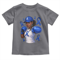 Black Women Fight Colon Cancer Blue Ribbon Toddler T Shirt African American Girls