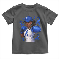 Black Women Fight Colon Cancer Blue Ribbon Toddler T Shirt African American Girls