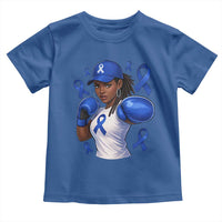 Black Women Fight Colon Cancer Blue Ribbon Toddler T Shirt African American Girls
