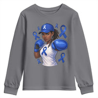 Black Women Fight Colon Cancer Blue Ribbon Youth Sweatshirt African American Girls