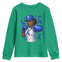 Black Women Fight Colon Cancer Blue Ribbon Youth Sweatshirt African American Girls