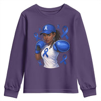Black Women Fight Colon Cancer Blue Ribbon Youth Sweatshirt African American Girls