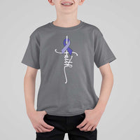 Faith ALS Awareness T Shirt For Kid Blue Ribbon Motivational